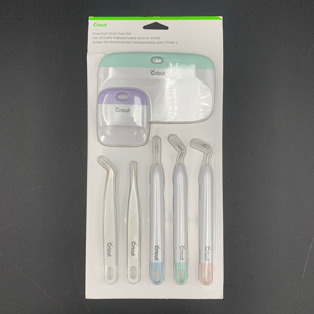 Cricut Essential Vinyl Tool Set 7-Piece Craft Kit Mint Purple Blue